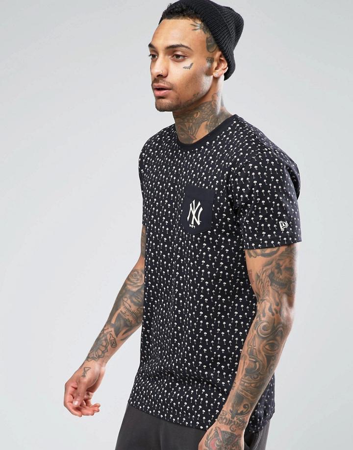 New Era Mlb T-shirt With All Over Palm Tree Print - Navy
