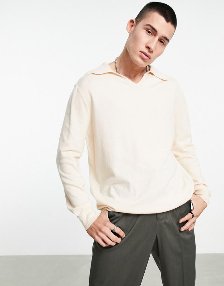 Bando V-neck Collared Sweater-neutral