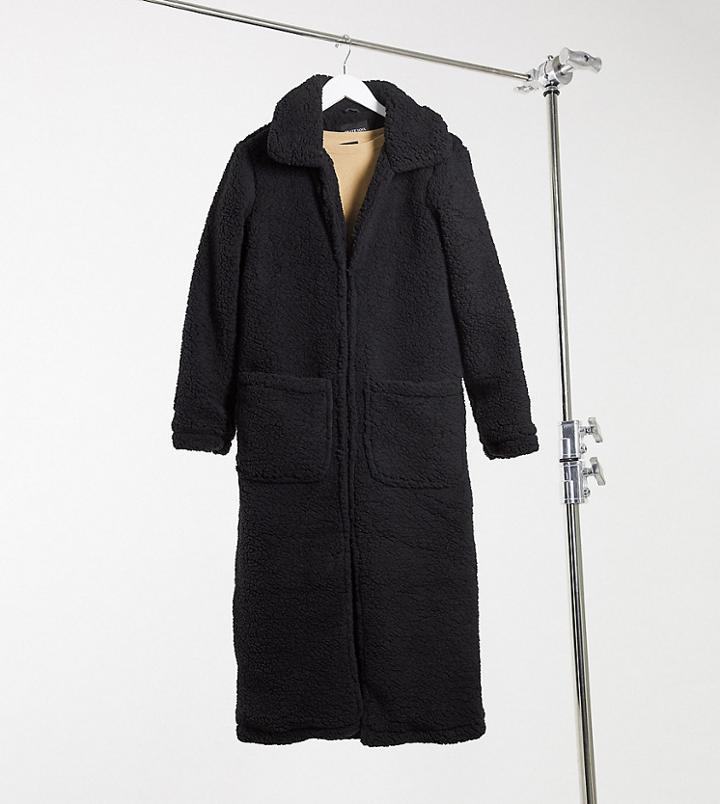 Brave Soul Tall Heavenly Long Borg Coat-black