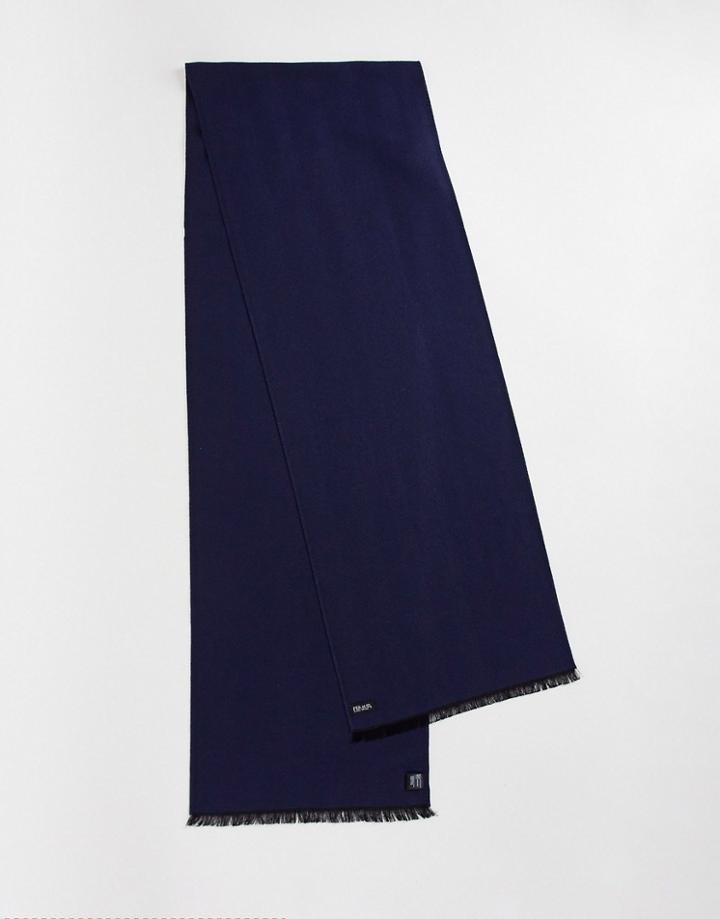 Gianni Feraud Herringbone Scarf In Navy
