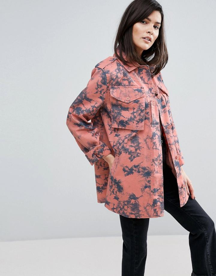 Asos Jacket In Tie Dye - Pink