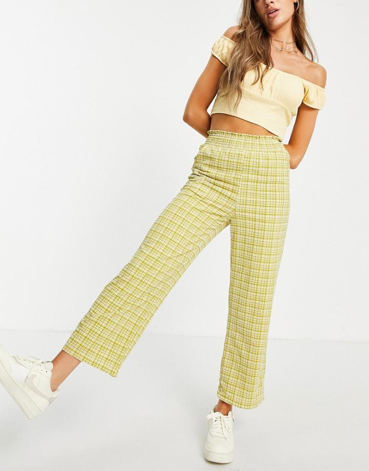 Emory Park Vintage Fit Pants With Shirred Waist In Check-green