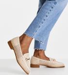 Asos Design Wide Fit Vapor Snaffle Loafers In Natural Fabrication-neutral