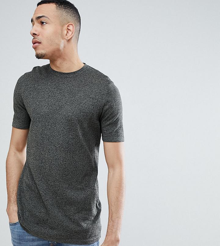 Asos Design Tall Knitted T-shirt In Khaki Twist - Green