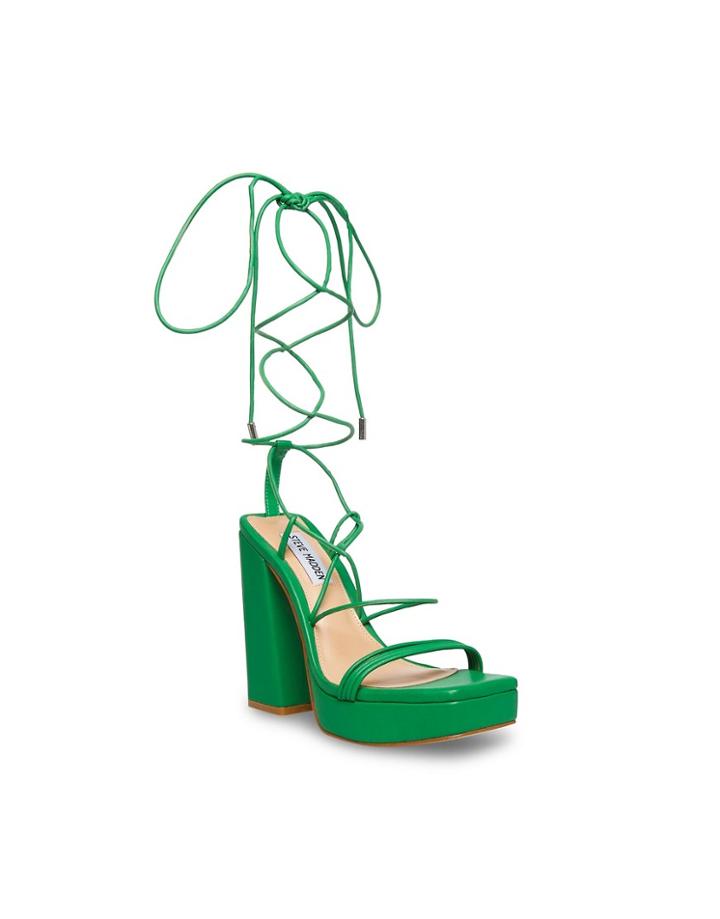 Steve Madden Manzie Platform Sandals With Ankle Tie In Green