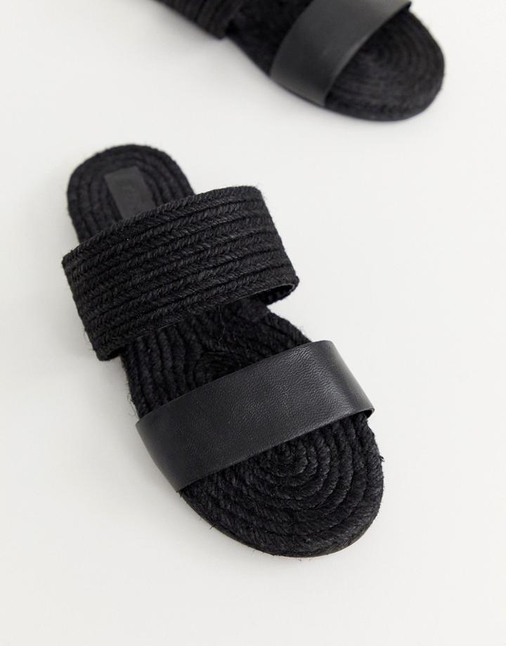 Asos Design Jaylin Leather Espadrille Mules-black