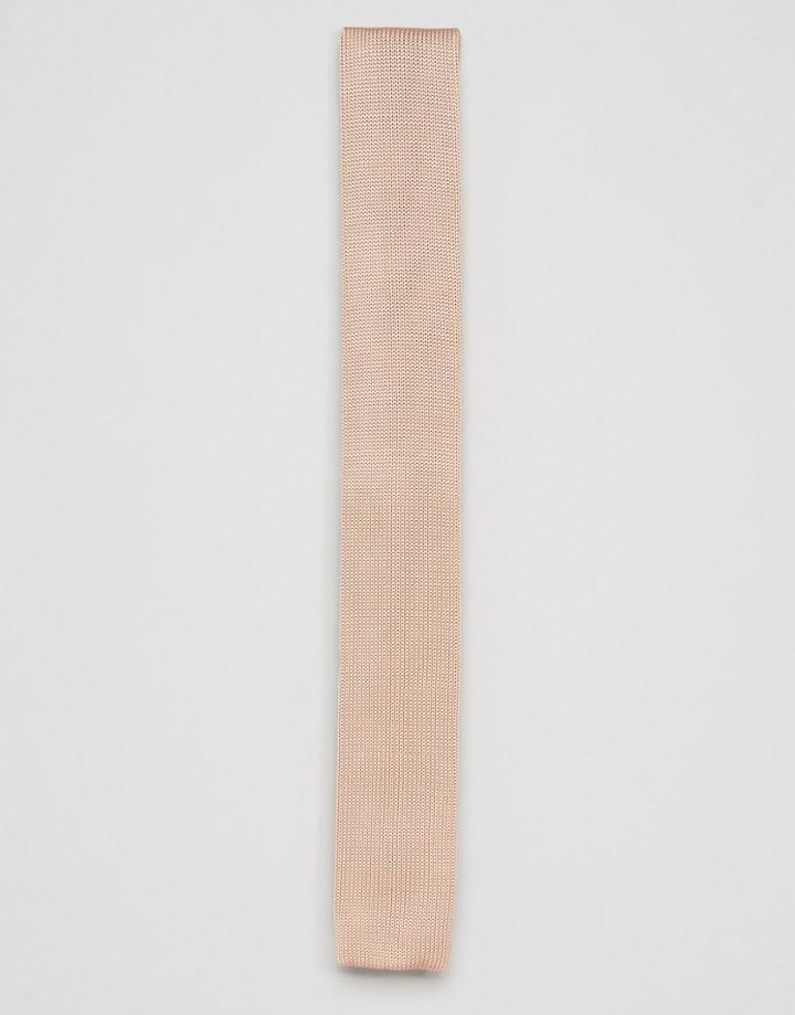 Asos Knitted Wedding Tie In Pink - Pink