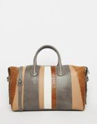 Urbancode Striped Leather Tote Bag