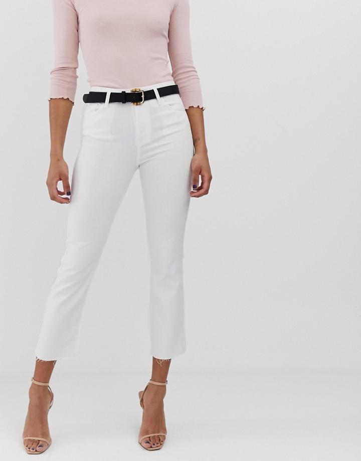 Stradivarius Ripped Straight Leg Jeans In White - White