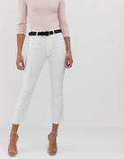 Stradivarius Ripped Straight Leg Jeans In White - White