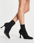 Office Abstract Pointed Stretch Ankle Boots With Stiletto Heel In Black