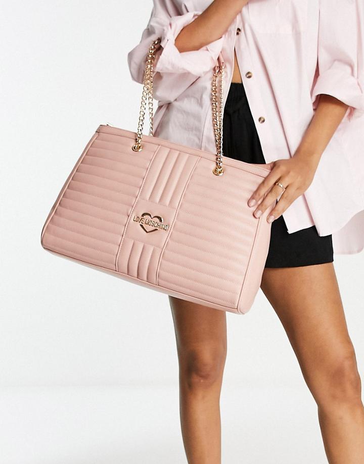 Love Moschino Quilted Tote Bag In Pink