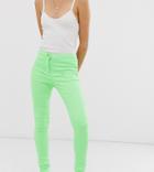 Parisian Petite Skinny High Waist Jeans In Neon Green