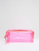 Asos Clear Makeup Bag With Contrast Zip - Pink