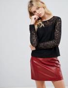 Pepe Jeans Paige Lace Blouse - Black