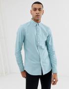 Farah Brewer Slim Fit Oxford Shirt In Turquoise - Blue