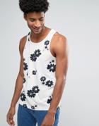 Farah Ragworth Floral Print Tank In Ecru - White