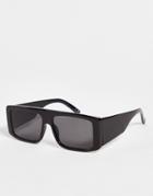 Asos Design Square Visor Sunglasses With Wide Temple-black