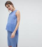 Asos Design Maternity Nursing One Shoulder Double Layer Dress - Blue