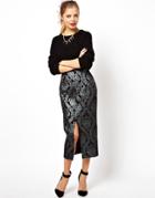 Asos Pencil Skirt In Luxe Jacquard - Multi