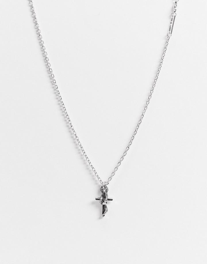 Wftw Snake Wrapped Cross Pendant In Silver