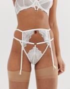 Asos Design Amyah Lace Ring Detail Suspender-white