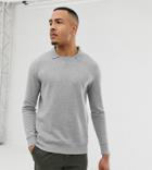 Asos Design Tall Sweatshirt With Polo Collar In Gray Marl - Gray
