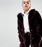 Brave Soul Petite Tasmin Faux Fur Coat-red