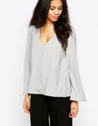 Neon Rose Tunic Top With Side Split - Gray