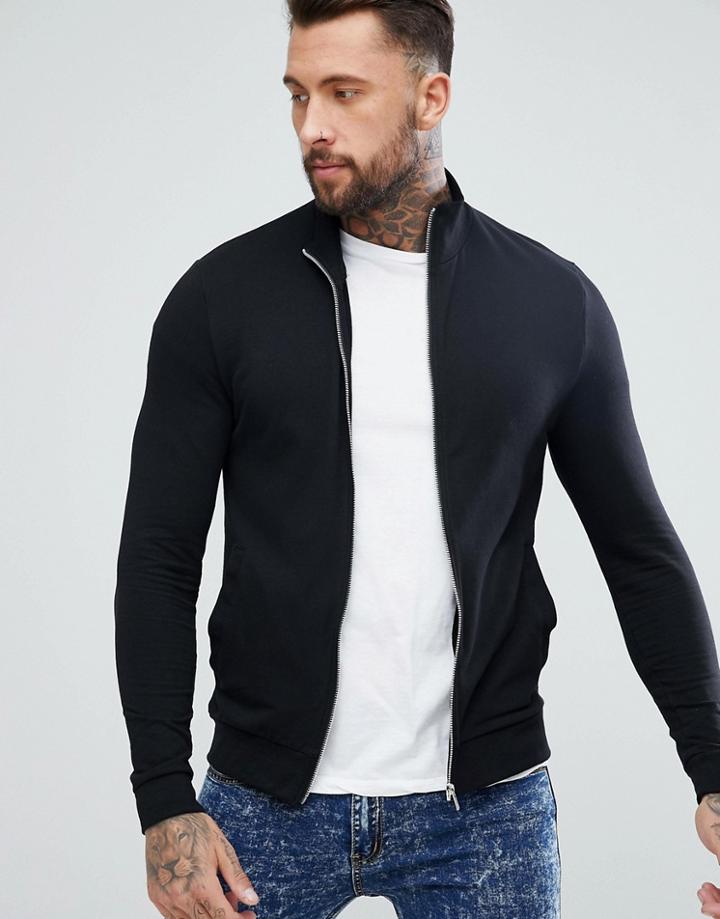 Asos Muscle Track Jacket In Black - Black