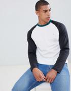 Farah Renfrew Raglan Long Sleeve T-shirt In White - White