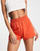 Monki Pull On Shorts In Bright Orange