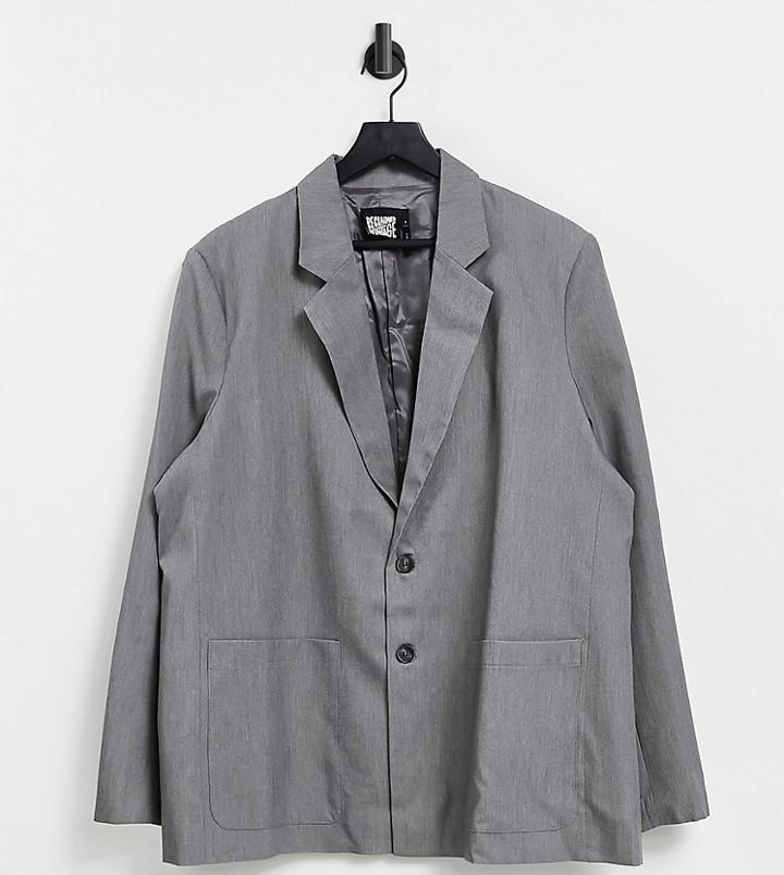 Reclaimed Vintage Inspired Unisex Dad Blazer In Gray-grey