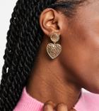 Asos Design 14k Gold Plated Earrings With Heart Drop In Gold Tone