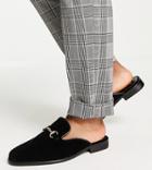 London Rebel X Wide Fit Faux Leather Trim Mules In Black