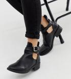 Raid Wide Fit Madison Cut Out Flat Ankle Boots - Black
