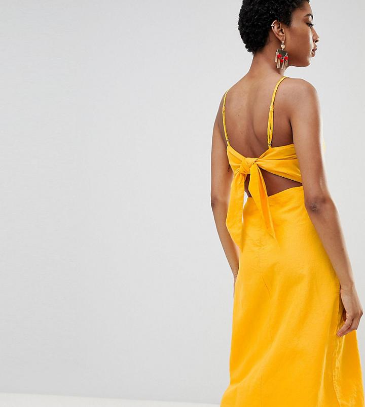 Vero Moda Tall Midi Dress With Cut Out Back - Yellow