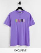 Reclaimed Vintage Inspired T-shirt With Rainbow Embroidery In Purple