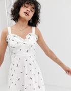 Wild Honey Cami Dress With Tie Waist And Embroidery - White