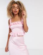& Other Stories Two-piece Sleeveless Satin Ruffle Top In Pink