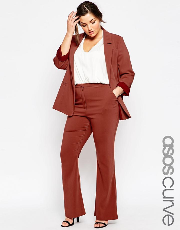 Asos Curve Premium Tailored Kick Flare Pant - Rust