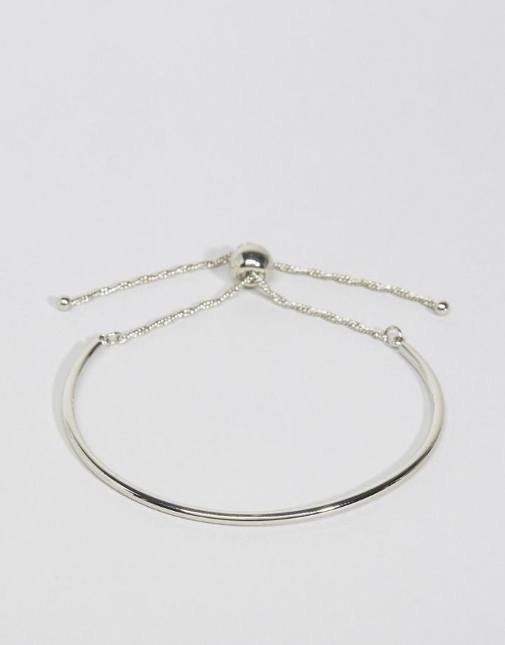 Asos Curved Bar And Chain Bracelet - Silver