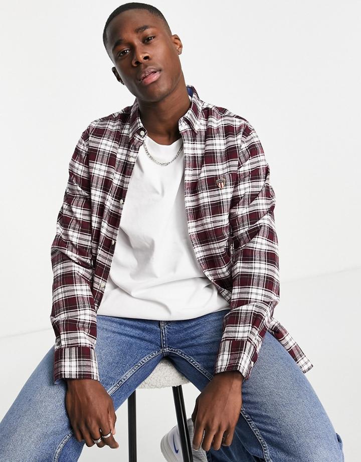 Gant Regular Fit Shirt With Small Shield Logo In Red Check