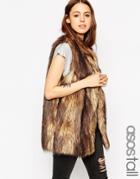 Asos Tall Sleeveless Faux Fur Vest - Brown
