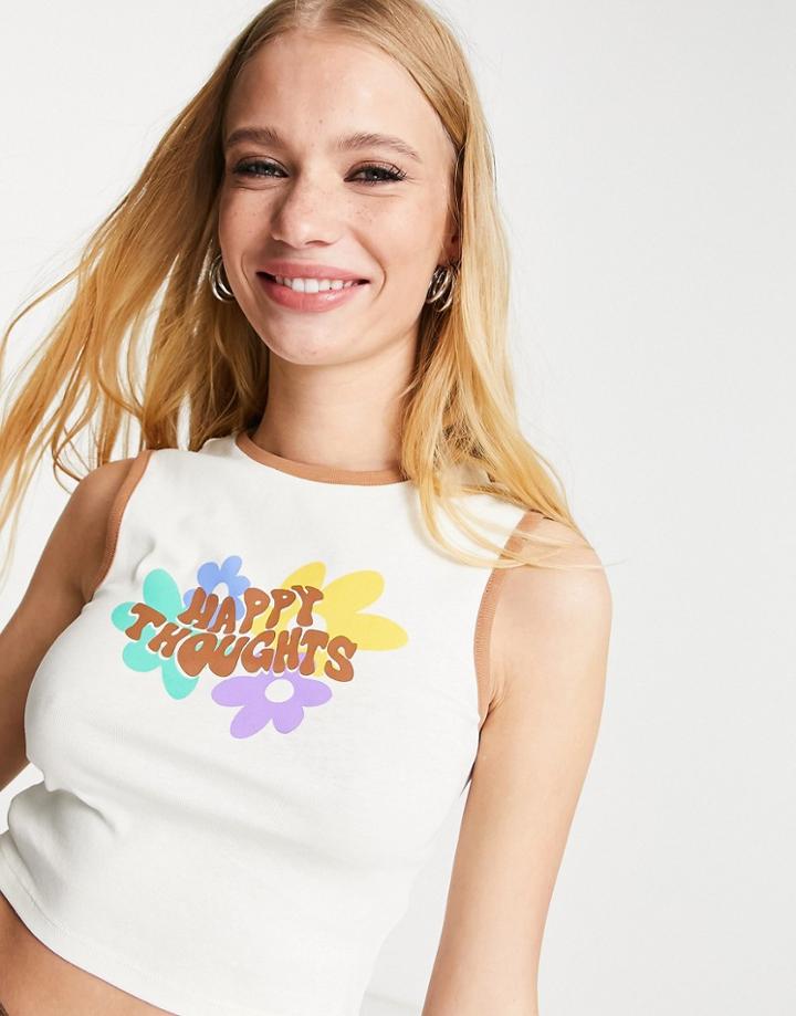 Topshop Happy Thoughts Contrast Edge Tank Top In Multi