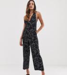 Parallel Lines Jumpsuit In Abstract Print - Black