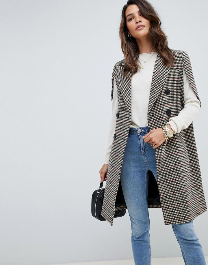 Asos Design Formal Check Cape - Multi