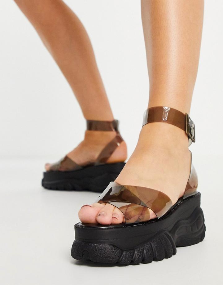 Asos Design Toucan Chunky Flatform Sandals In Black