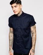 Scotch & Soda Shirt With Pattern Short Sleeves In Regular Fit - Navy