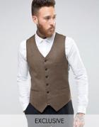 Heart & Dagger Skinny Vest In Tweed - Brown